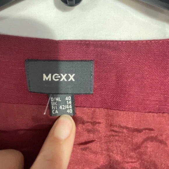 Mexx Womens Wrap Dress Burgundy Tie Closure Sleeveless V-Neck Linen Size M - Picture 9 of 11